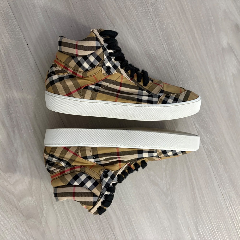 Burberry Shoe Women Vintage Check High Sneakers Tan Black ITLEOSH074CAS IT 38 - Picture 12 of 16